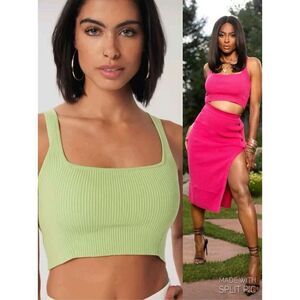 LITA by Ciara Acid Lime Green Ribbed Crop Top XXL